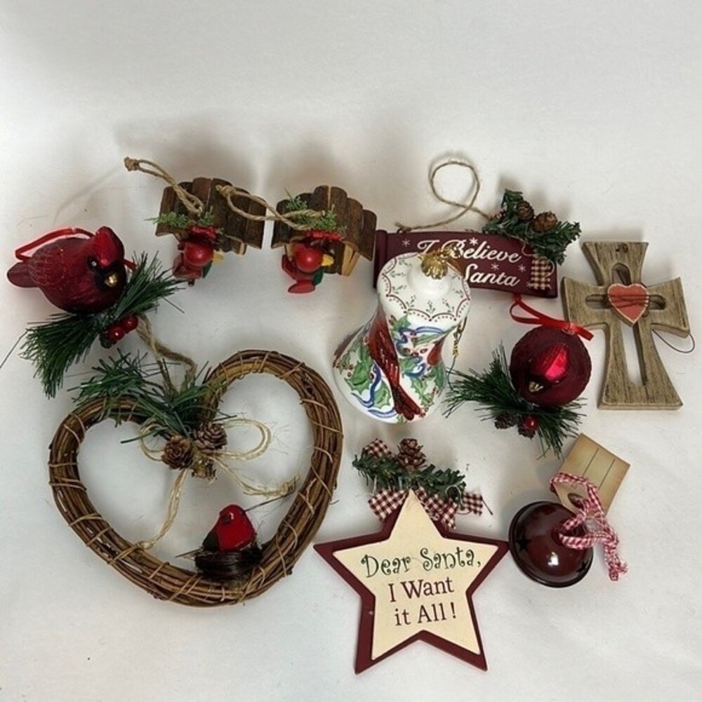 Country and Cardinals Ornaments